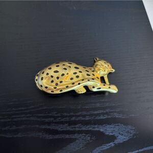Vintage DOREEN RYAN Matte Gold Tone LEOPARD Big Cat Large Belt Buckle
